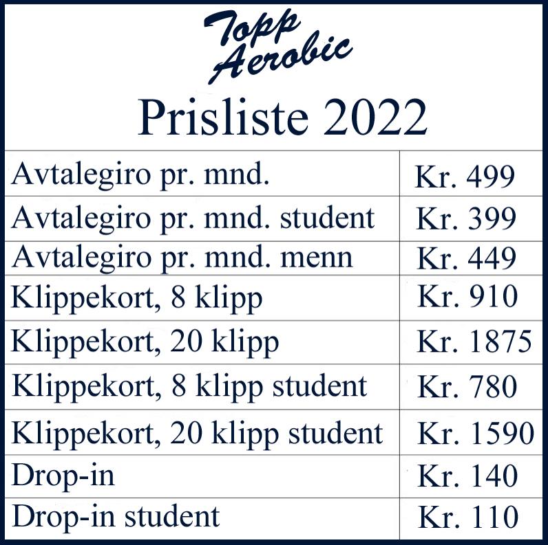 Prisliste 2021